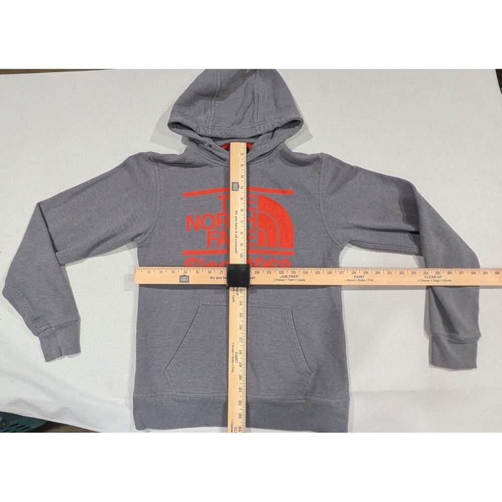The North Face Hoodie Mens XS Grey Orange Since 1968 Graphic Pullover Excellent - Picture 2 of 6